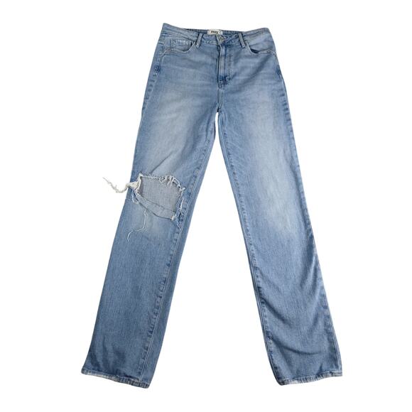 PAIGE Denim - Paige Jeans Womens 28 Light Blue Denim Straight Leg Ripped Pockets Cotton Blend